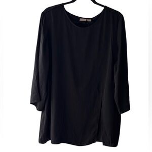 Chico's Classic Black Blouse Tunic Top Three-Quarter Sleeve Black Size 3 XL NEW